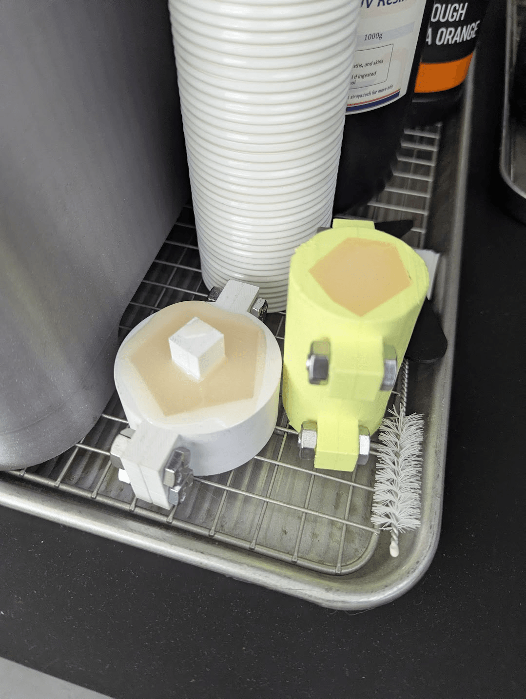 two objects being cast out of urethane resin