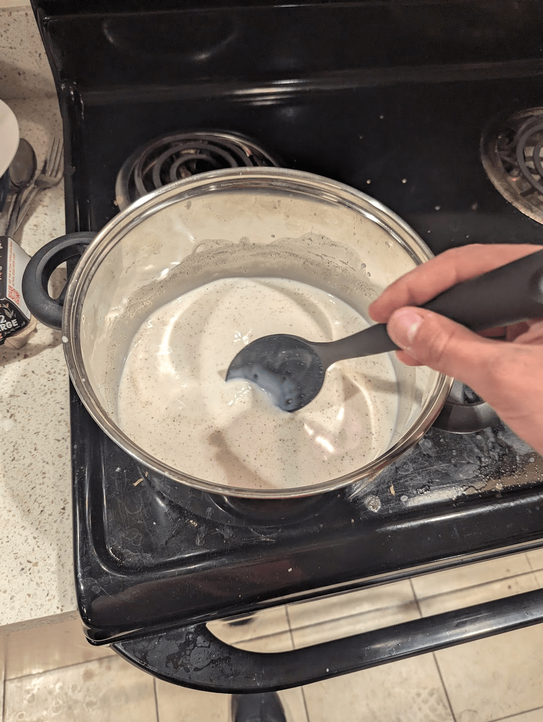 eggnog in a saucepan